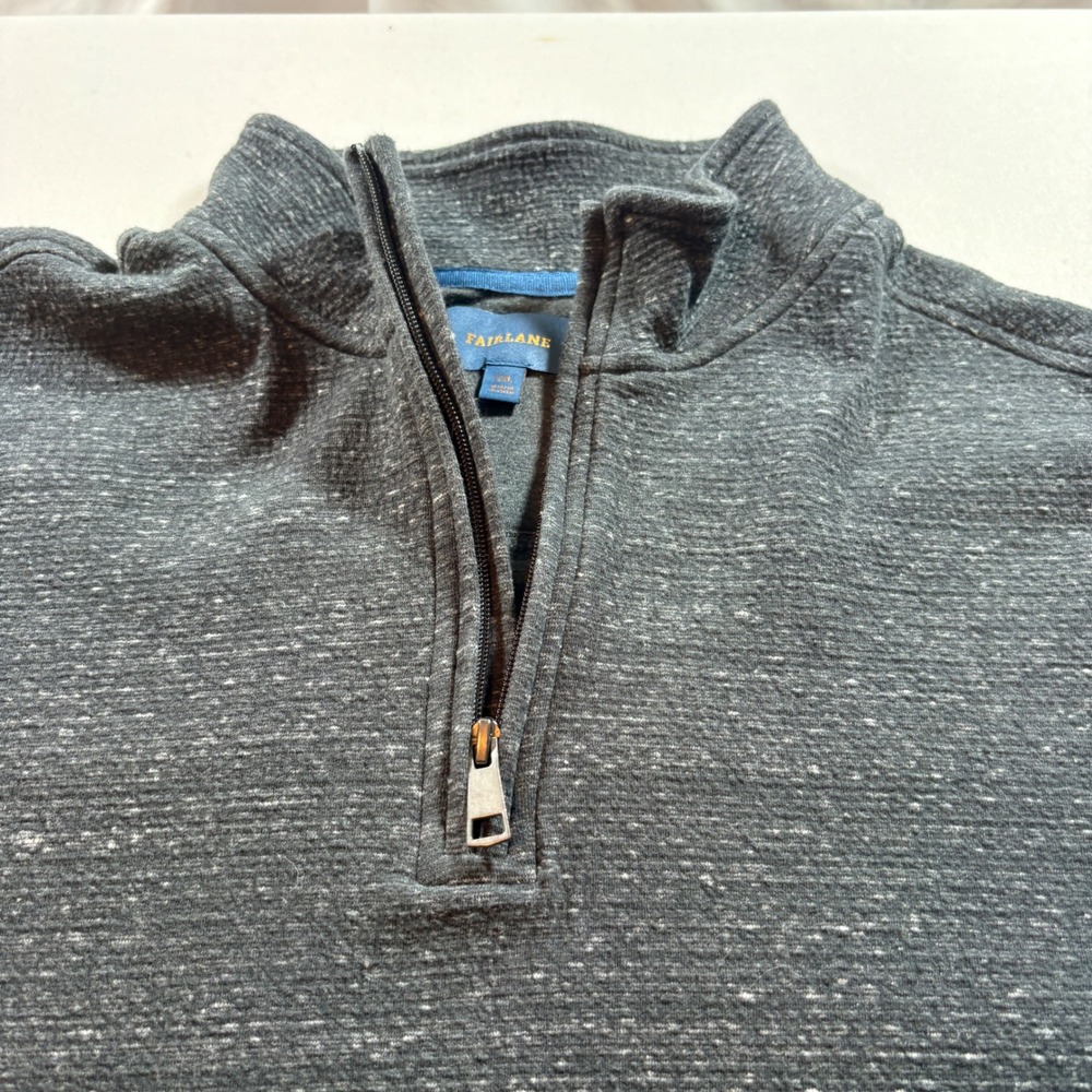 Fairlane Quarter Zip Pullover Mens XXL Charcoal Gray Marl Textured Knit Sweater